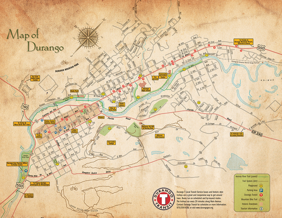 Downtown Durango Map